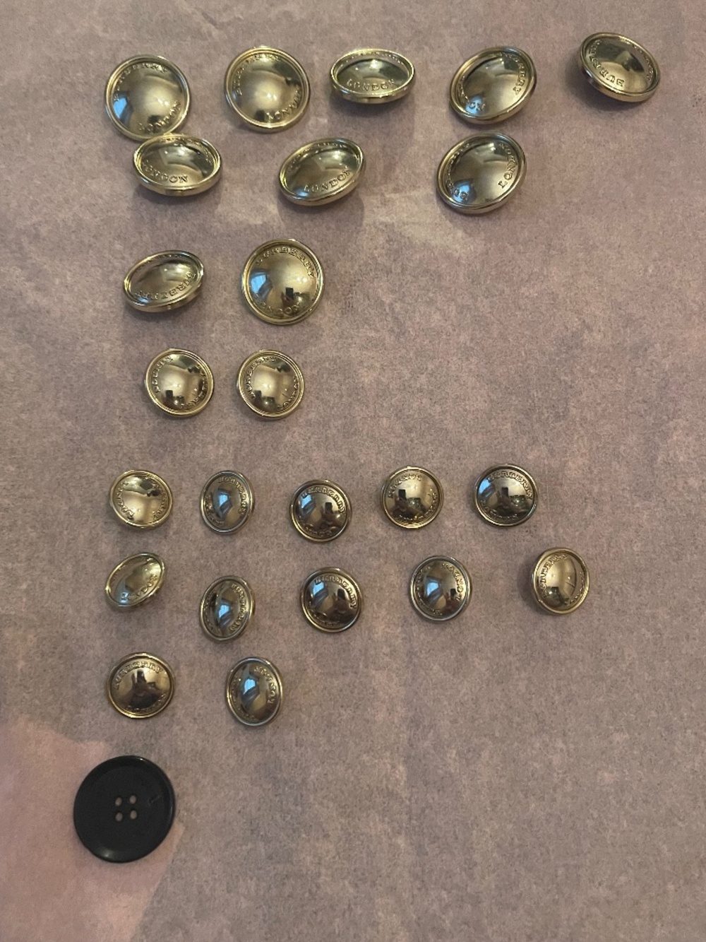Set/Lot of 25 Authentic Burberry London Buttons From Wool Peacoat
